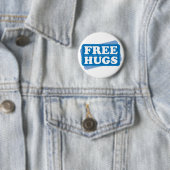 Gratis hugs - Blauw Ronde Button 5,7 Cm (In situ)