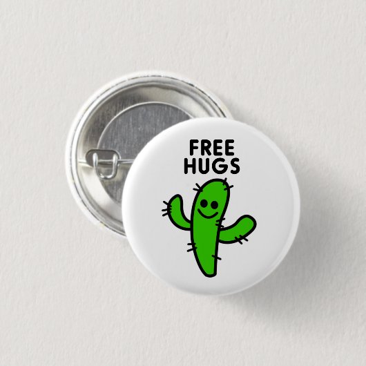 Gratis Hugs Cactus Grappig Ronde Button 3,2 Cm (Voorkant /achterkant)