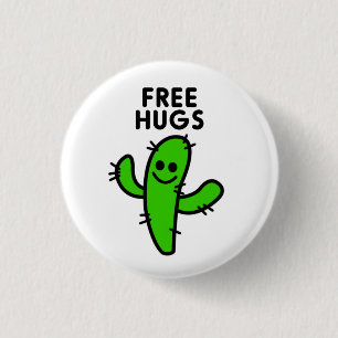 Gratis Hugs Cactus Grappig Ronde Button 3,2 Cm