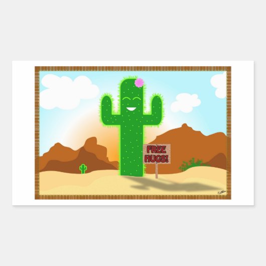 Gratis Hugs Cactus Stickers (Voorkant)