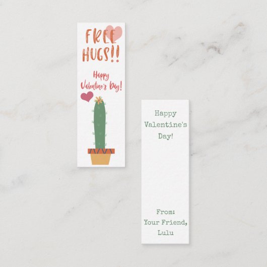 Gratis Hugs! Cactus Valentijn Mini Bladwijzer Mini Visitekaartje (Voorkant / Achterkant)