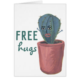 GRATIS HUGS CRAZY CACTUS LADY Funny Cute Kaart