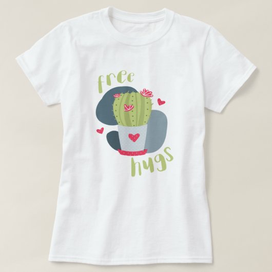 Gratis hugs en hartencactus t-shirt (Design voorkant)