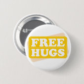 Gratis hugs - Geel Ronde Button 5,7 Cm (Voorkant /achterkant)