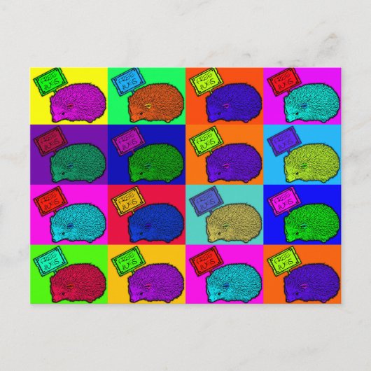 Gratis hugs Hedgel Colorful Pop Art Popart Briefkaart (Voorkant)