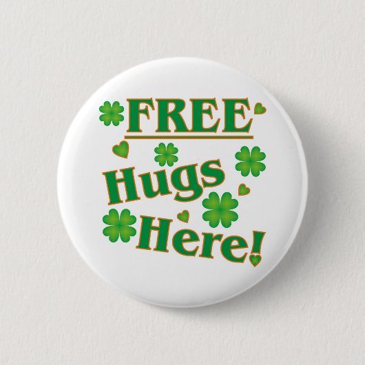 Gratis Hugs hier! Ronde Button 5,7 Cm (Voorkant)