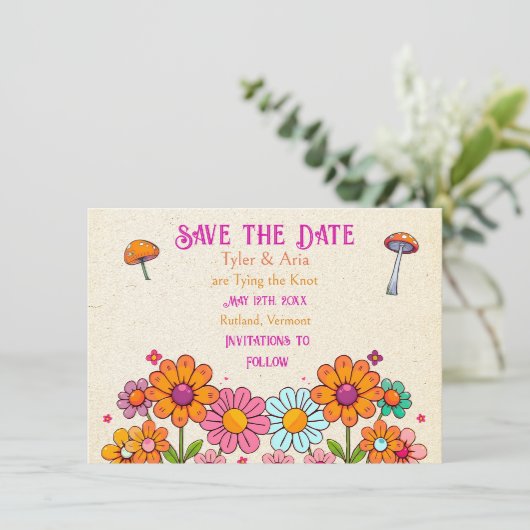 Gratis Huisje Kern Bloemige Bruiloft Save The Date (Staand voorkant)