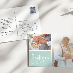 Gratis in Mint Weddenfoto Hartelijk dank Briefkaart