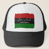 GRATIS INDERDAAD Pan Afrikaanse JUNETEENTH Trucker Pet (Voorkant)
