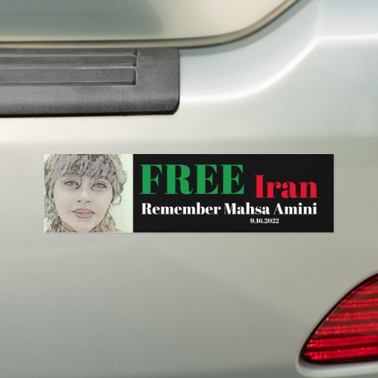 GRATIS IRAN HERINNERT Mahsa Amini Bumpersticker (Op auto)