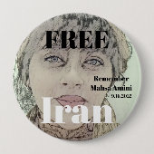 GRATIS IRAN HERINNERT Mahsa Amini Button (Voorkant)