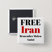 GRATIS IRAN HERINNERT Mahsa Amini Vierkante Button 5,1 Cm (Voorkant /achterkant)