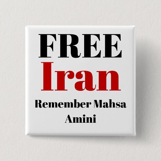 GRATIS IRAN HERINNERT Mahsa Amini Vierkante Button 5,1 Cm (Voorkant)