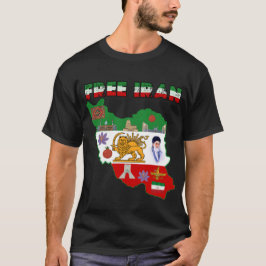 Gratis Iran Kaart – Perzische Leeuw en Zon Iraans T-shirt