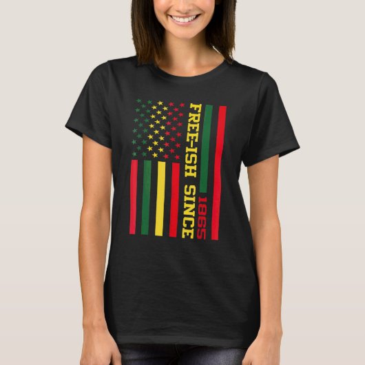 Gratis ISH sinds 1865 Junenth Black Geschiedenis V T-shirt (Voorkant)