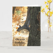 Gratis jachtkaart van de grappige eekhoorn kaart (Gele Bloem)