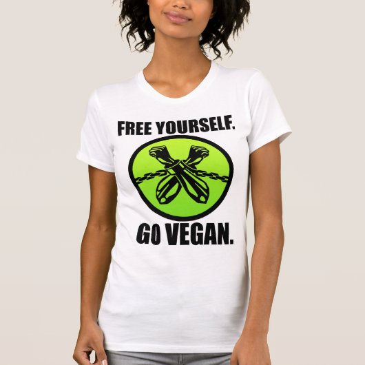 Gratis jezelf. Ga Vegan! T-shirt (Voorkant)