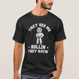 Gratis Jiu Jitsu Rollin Schattige BJJ Grapplerend T-shirt