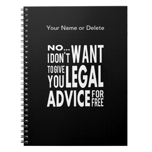 Gratis juridisch advies - Funny Lawyer Quote Notitieboek (Voorkant)