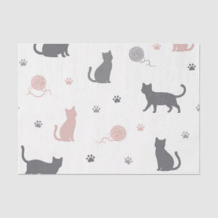 Gratis kat en garen silhouetpatroon tissuepapier