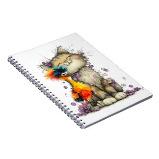 Gratis Kat en Kleurrijke Vogel Spiraal Notebook Notitieboek