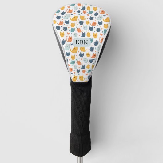 Gratis katten gemerkte initialen golfheadcover (Voorkant)