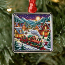 Gratis Kerst Dorp Sinterklaas & Trein Ornament