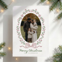 Gratis Kerst Fotokaart met Fantasievolle Bloemboog