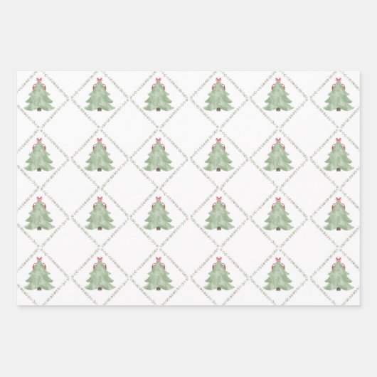 Gratis Kerstboom Inpakpapier Vel (Voorkant)