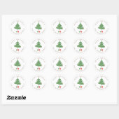 Gratis kerstboom met versiering ronde sticker (Vel)