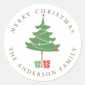 Gratis kerstboom met versiering ronde sticker (Voorkant)