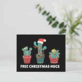 Gratis kersthugs Funny Cactus Plant Briefkaart (Staand voorkant)