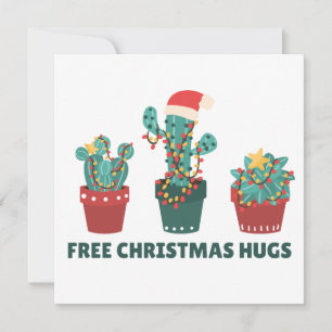 Gratis kersthugs Funny Cactus Planten Kaart