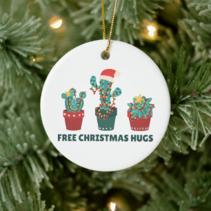 Gratis kersthugs Funny Cactus Planten keramisch of Keramisch Ornament
