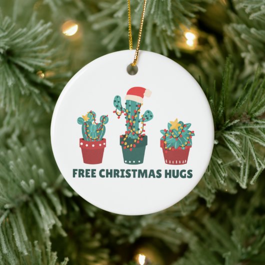 Gratis kersthugs Funny Cactus Planten keramisch of Keramisch Ornament (Boom)