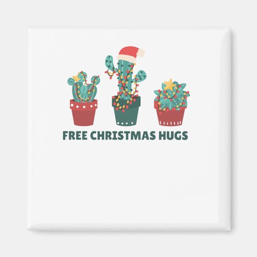 Gratis kersthugs Funny Cactus Planten Magneet (Voorkant)