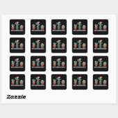 Gratis kersthugs Funny Cactus Planten Square Sti Vierkante Sticker (Vel)