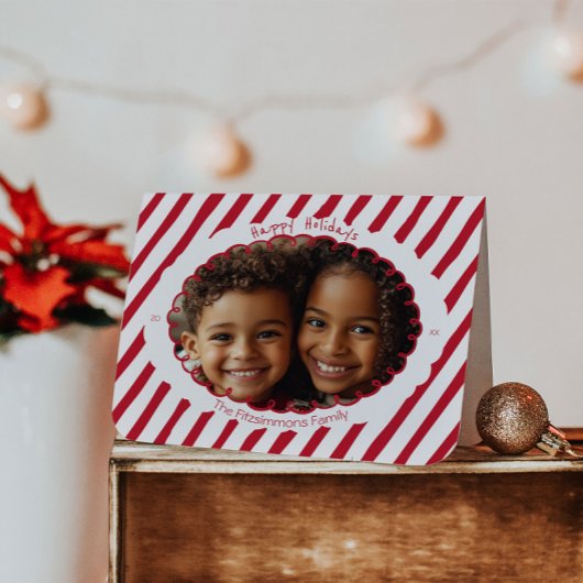 Gratis Kerstkaart met Speelse Suikerstok Strepen Feestdagen Kaart