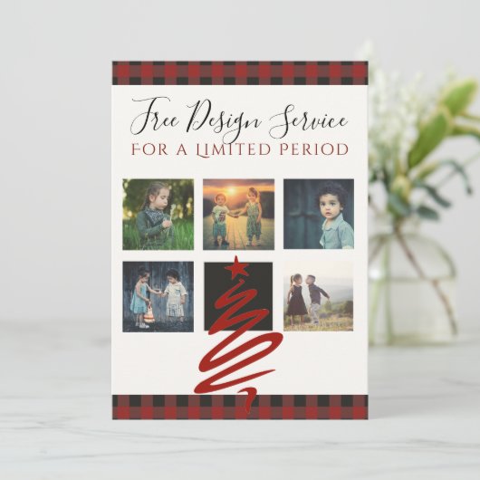 GRATIS kerstKaart nodigt ontwerpservice uit (Staand voorkant)