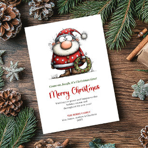 Gratis Kerstman Grappige Rood Groene Kerst Groet Feestdagenkaart