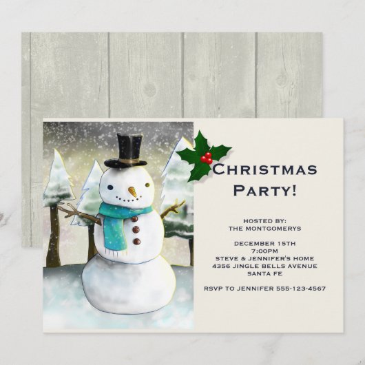 Gratis Kerstman Winter Scene Kerstfeest Kaart (Voorkant / Achterkant)