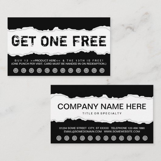 gratis klantenkaartje (Voorkant / Achterkant)