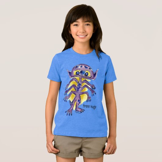 Gratis Knuffels Alien (voor- en achterkant) Tri-Blend Shirt (Voorkant volledig)