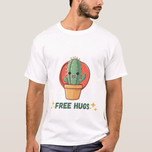 Gratis Knuffels Cactus Grappig T-shirt voor Mannen (Voorkant)