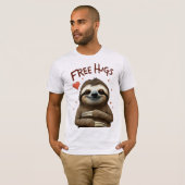 Gratis knuffels cool luiaard geven gratis knuffels t-shirt (Voorkant volledig)