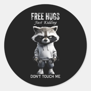 Gratis knuffels gewoon een grapje raak me niet aan ronde sticker