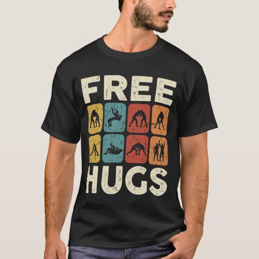 Gratis Knuffels Grappig Worstelen Retro Grappler T-shirt (Voorkant)