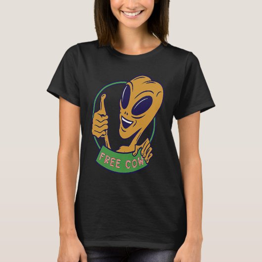 gratis koe alien ruimte aliens ufo t-shirt (Voorkant)