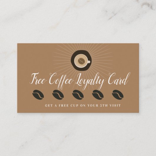 Gratis koffie beloning loyaliteit visitekaartje (Voorkant)