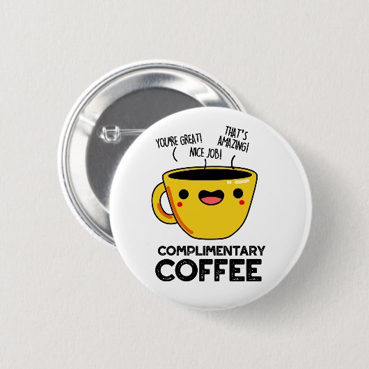 Gratis Koffie Grappige Drink Pun Ronde Button 5,7 Cm (Voorkant /achterkant)